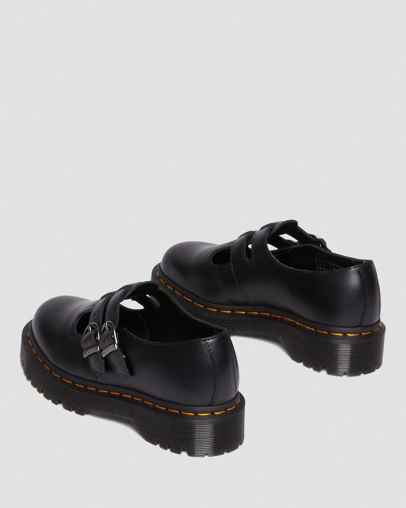 Dr Martin Martens 8065 II Bex Smooth Leather Platform Mary Jane Shoes (Smooth Leather) Platforms Shoes Black | UC12-L0MO