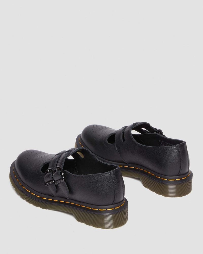 Dr Martin Martens 8065 Virginia Leather Mary Jane Shoes (Virginia) Shoes Black | LL65-X9FO