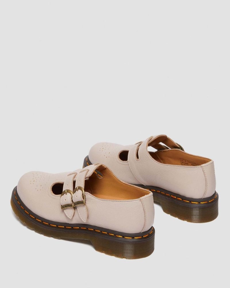 Dr Martin Martens 8065 Virginia Leather Mary Jane Shoes (Virginia) Shoes Vintage Taupe | HT35-Z7DT