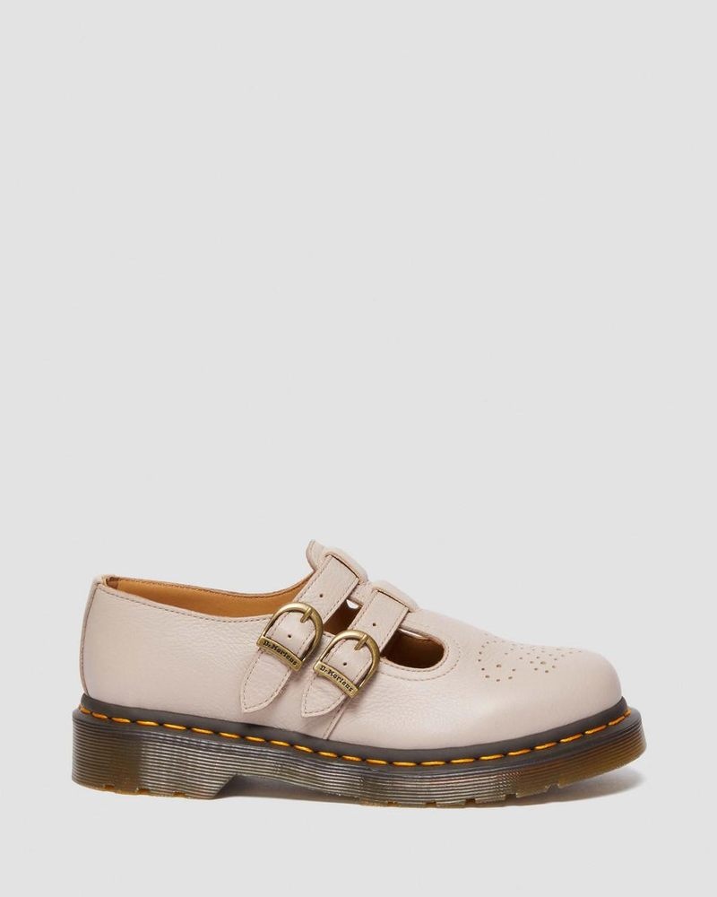 Dr Martin Martens 8065 Virginia Leather Mary Jane Shoes (Virginia) Shoes Vintage Taupe | HT35-Z7DT