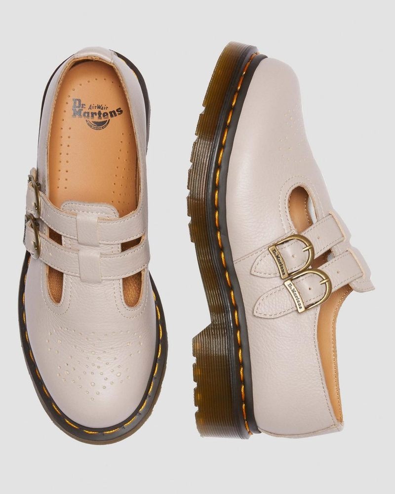 Dr Martin Martens 8065 Virginia Leather Mary Jane Shoes (Virginia) Shoes Vintage Taupe | HT35-Z7DT