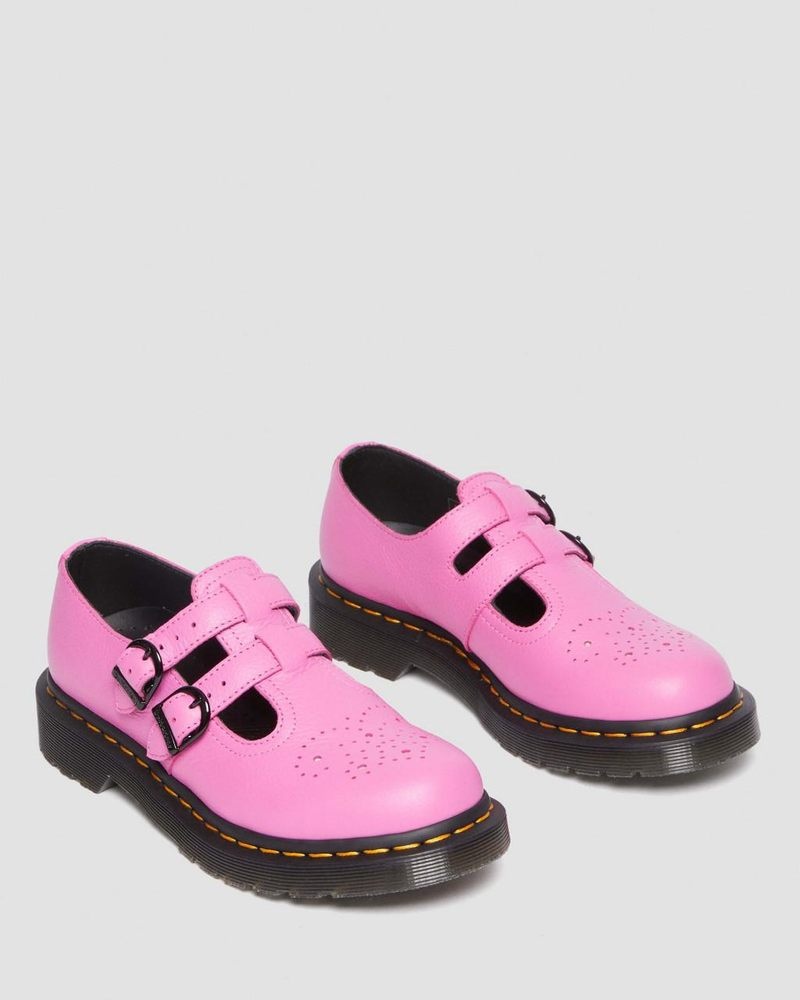 Dr Martin Martens 8065 Virginia Leather Mary Jane Shoes (Virginia) Shoes Thrift Pink | IN45-E1YA