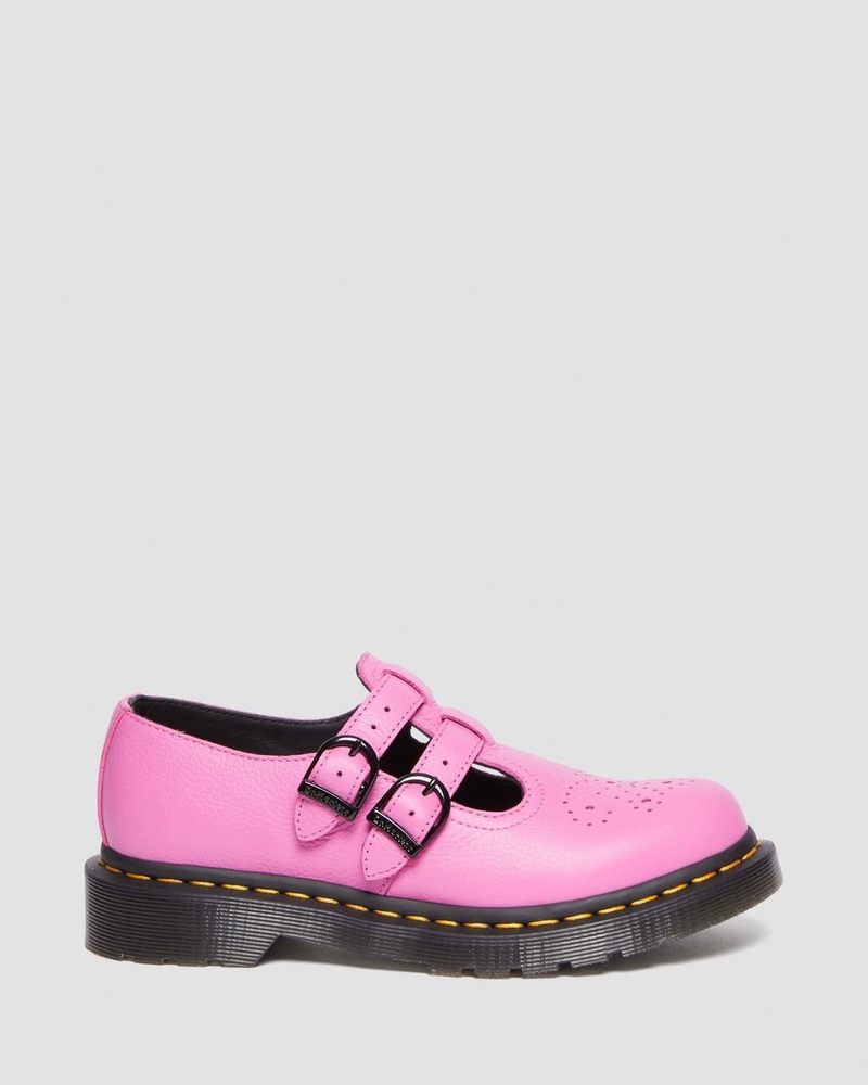 Dr Martin Martens 8065 Virginia Leather Mary Jane Shoes (Virginia) Shoes Thrift Pink | IN45-E1YA