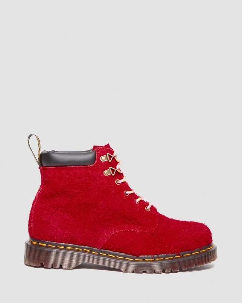 Dr Martin Martens 939 Ben Suede Padded Collar Lace Up Boots (Long Napped Suede) Boots Dms Red | RK56-X3GT