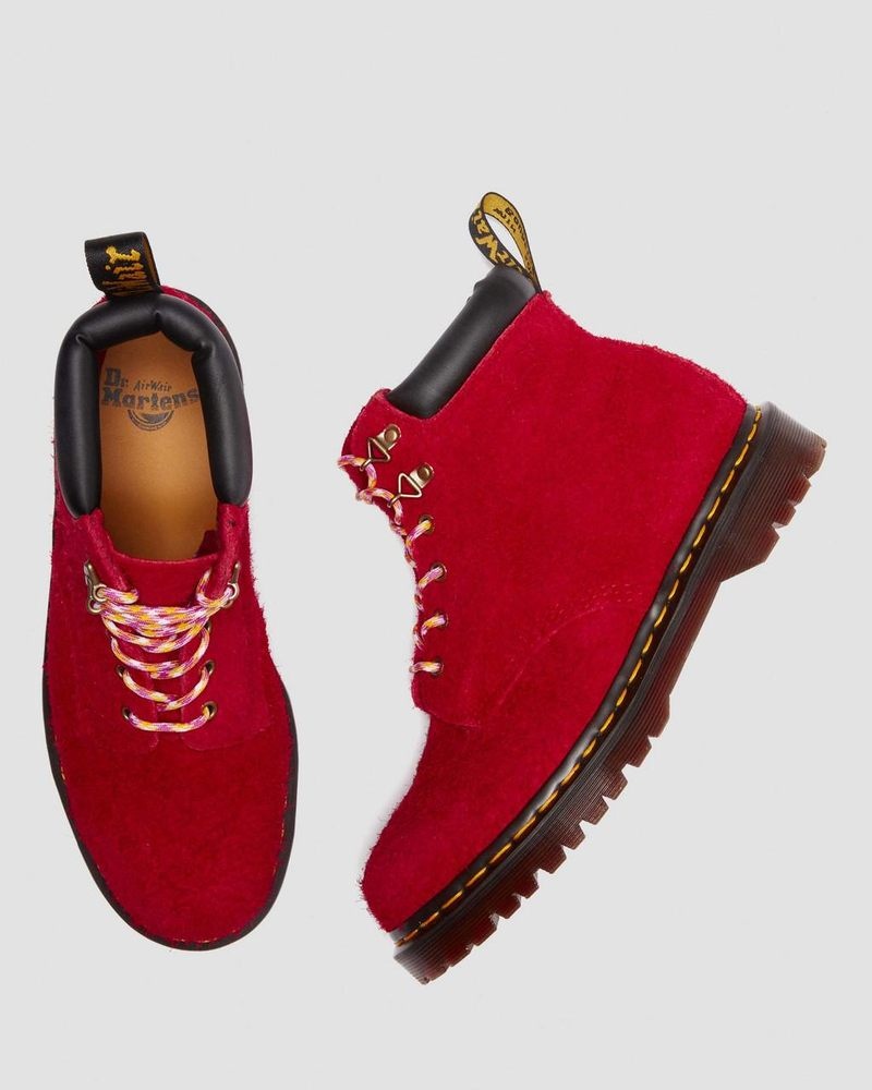 Dr Martin Martens 939 Ben Suede Padded Collar Lace Up Boots (Long Napped Suede) Boots Dms Red | RK56-X3GT