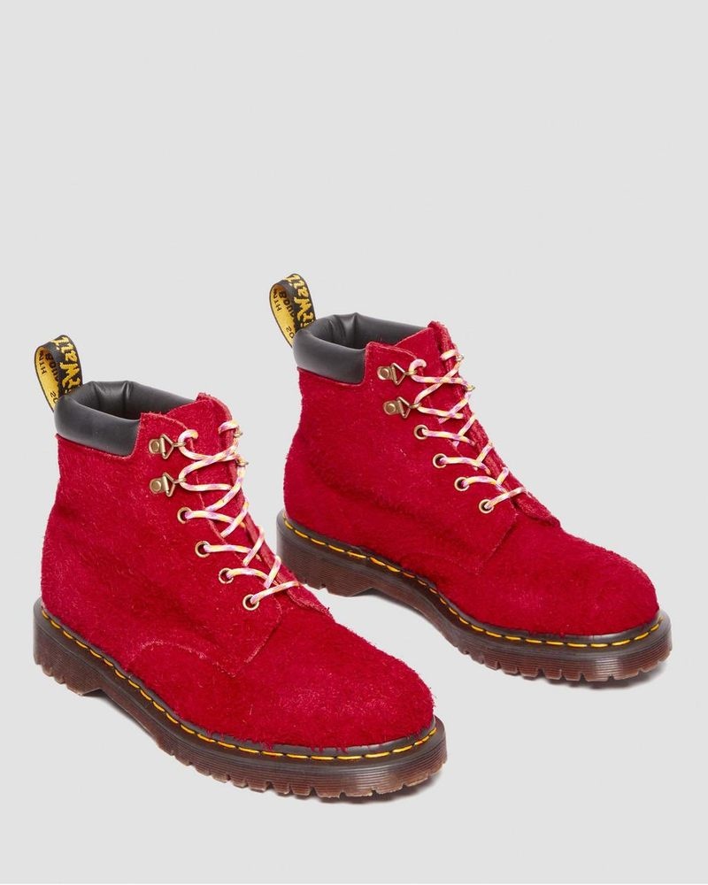 Dr Martin Martens 939 Ben Suede Padded Collar Lace Up Boots (Long Napped Suede) Boots Dms Red | FE95-B3HX