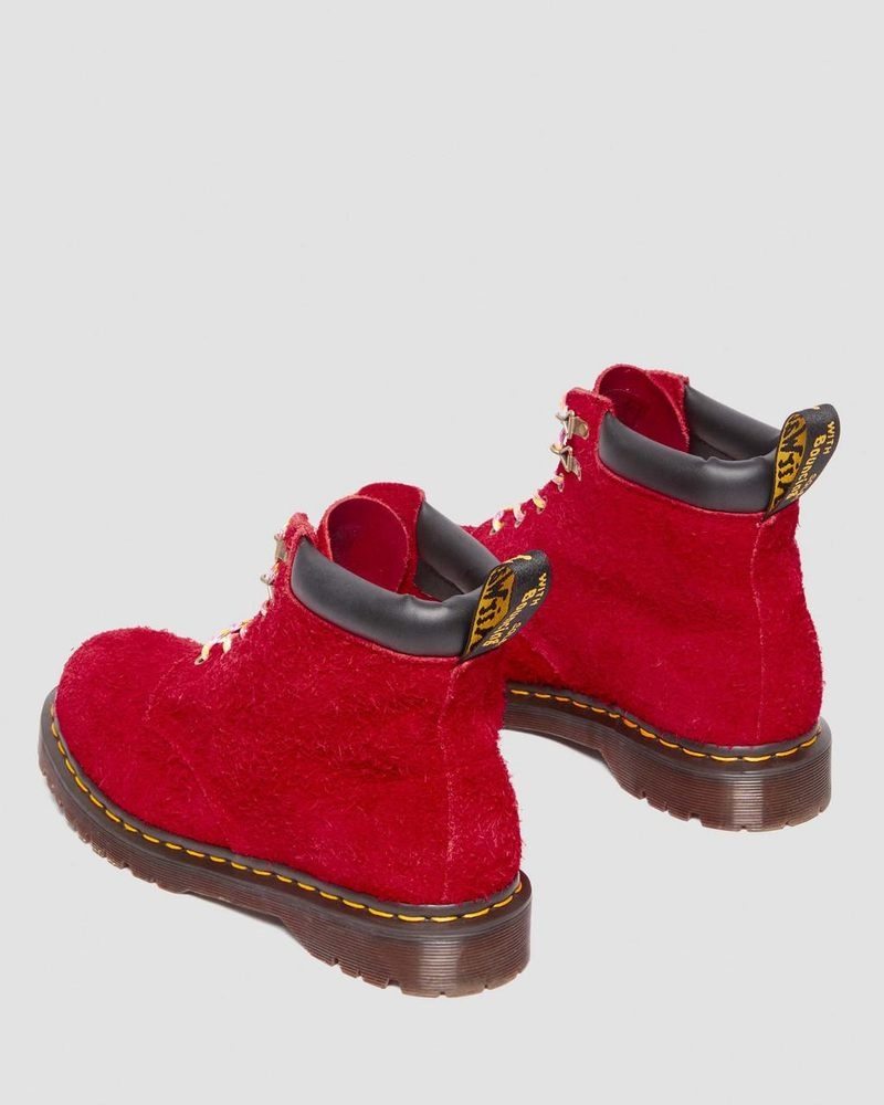 Dr Martin Martens 939 Ben Suede Padded Collar Lace Up Boots (Long Napped Suede) Boots Dms Red | FE95-B3HX