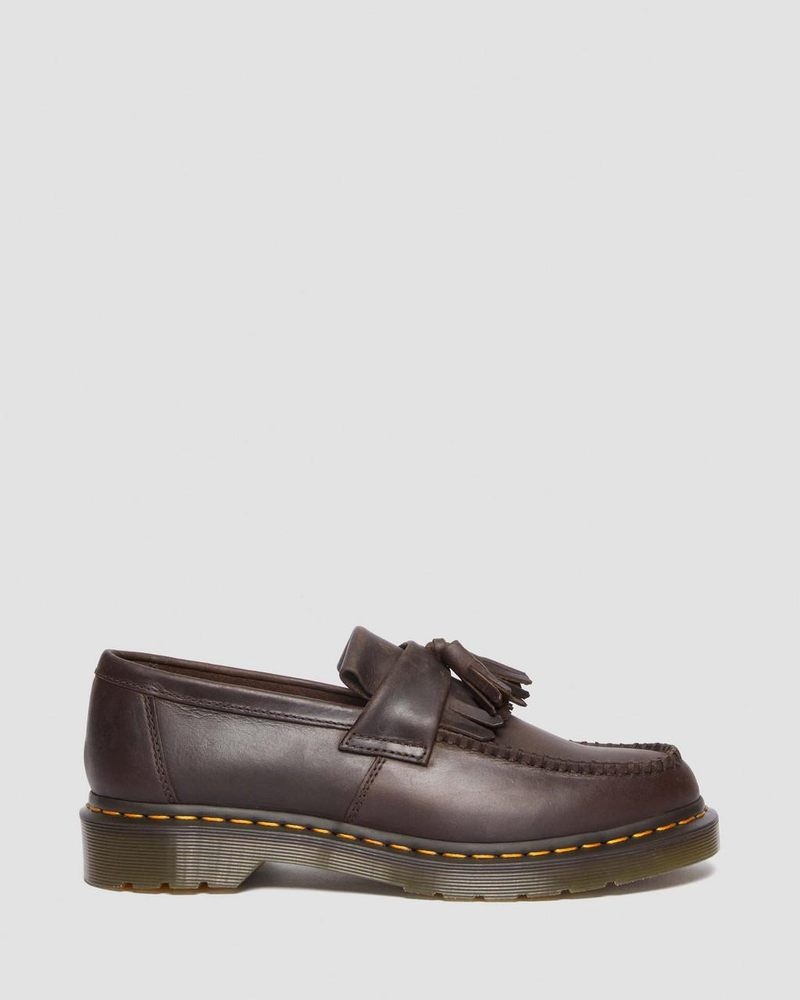 Dr Martin Martens Adrian Crazy Horse Leather Tassel Loafers (Crazy Horse) Shoes Dark Brown | LS89-B0UV