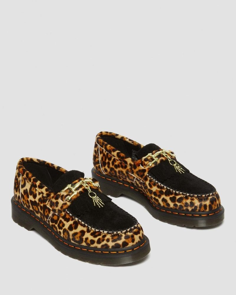 Dr Martin Martens Adrian Hair-On Leopard Print Snaffle Loafers (Hair On+Desert Oasis Suede) Shoes Archive Leopard / Black | WL38-O7QC