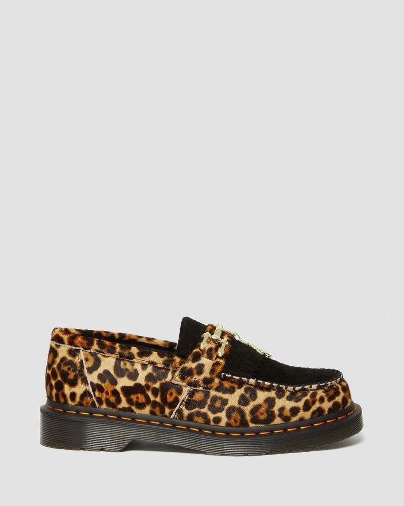 Dr Martin Martens Adrian Hair-On Leopard Print Snaffle Loafers (Hair On+Desert Oasis Suede) Shoes Archive Leopard / Black | WL38-O7QC