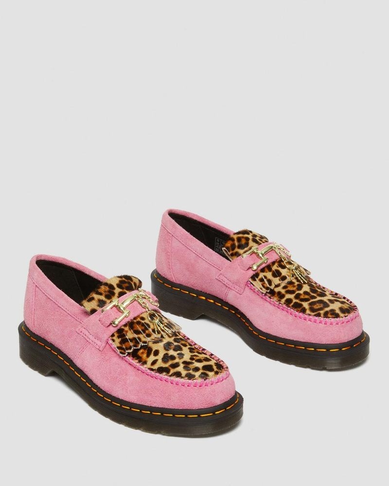 Dr Martin Martens Adrian Hair-On Leopard Snaffle Loafers (Hair On+Desert Oasis Suede) Shoes Fondant Pink / Leopard | HG07-M4XW