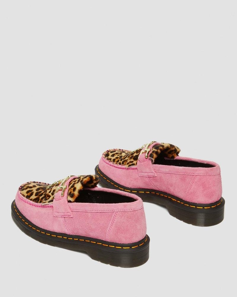 Dr Martin Martens Adrian Hair-On Leopard Snaffle Loafers (Hair On+Desert Oasis Suede) Shoes Fondant Pink / Leopard | HG07-M4XW