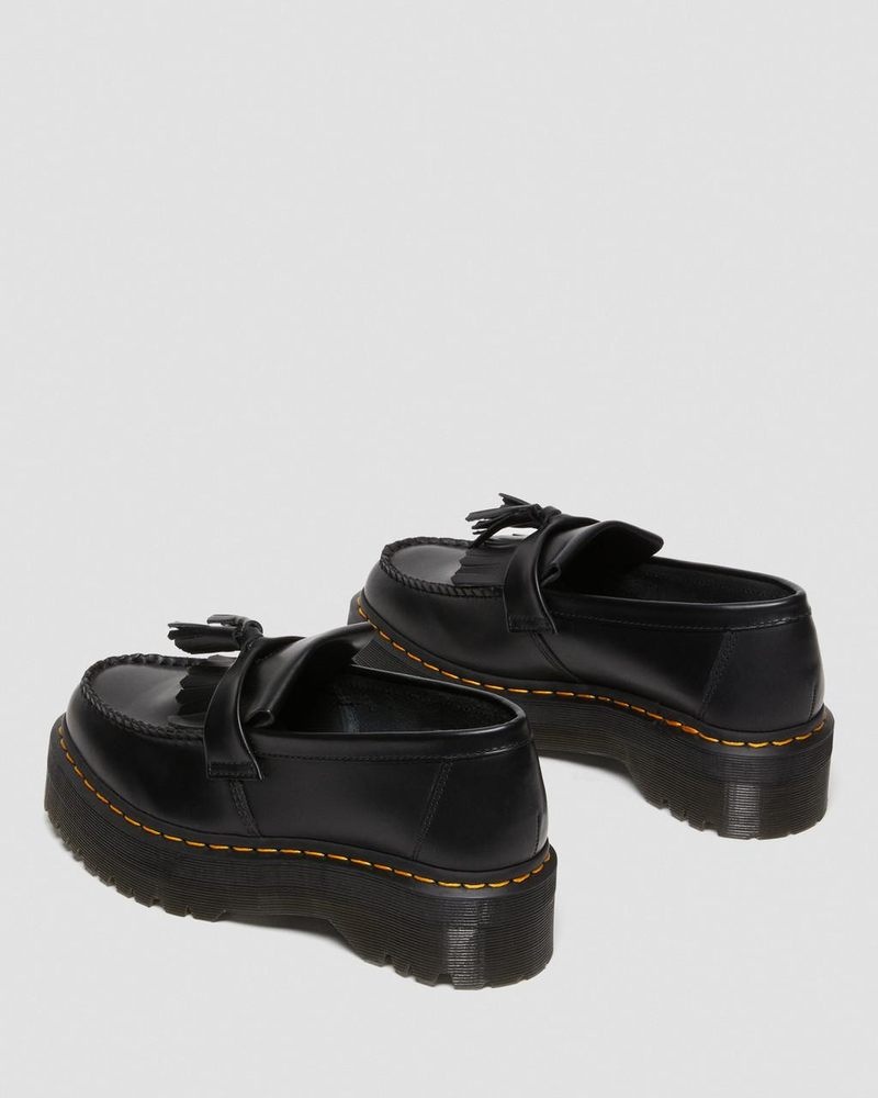 Dr Martin Martens Adrian Leather Platform Tassel Loafers (Smooth Leather) Platforms Shoes Black | DQ67-O9NA