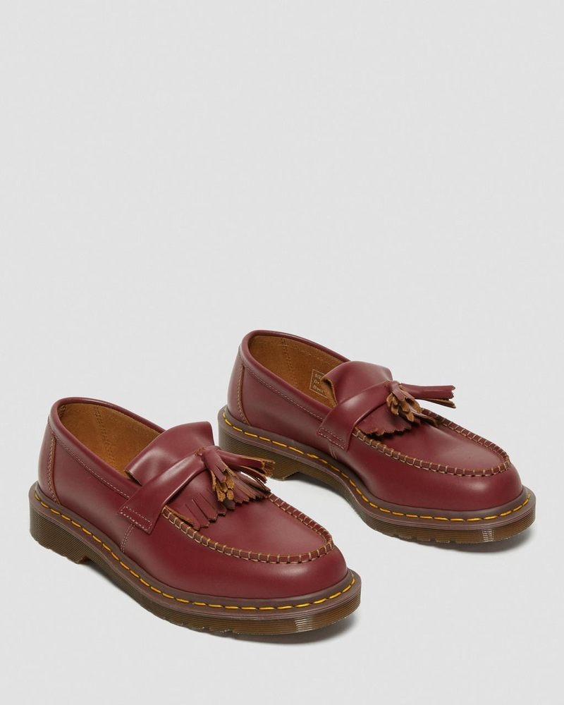 Dr Martin Martens Adrian Made in England Quilon Leather Tassel Loafers (Quilon) Shoes Red | YU37-O5HL