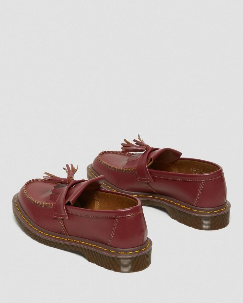 Dr Martin Martens Adrian Made in England Quilon Leather Tassel Loafers (Quilon) Shoes Red | YU37-O5HL