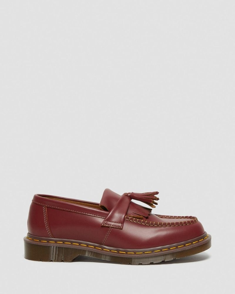 Dr Martin Martens Adrian Made in England Quilon Leather Tassel Loafers (Quilon) Shoes Red | YU37-O5HL