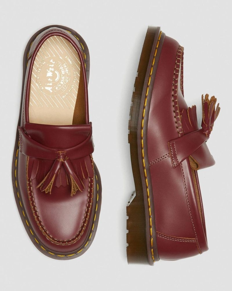 Dr Martin Martens Adrian Made in England Quilon Leather Tassel Loafers (Quilon) Shoes Red | YU37-O5HL