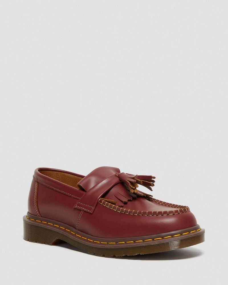 Dr Martin Martens Adrian Made in England Quilon Leather Tassel Loafers (Quilon) Shoes Red | YU37-O5HL