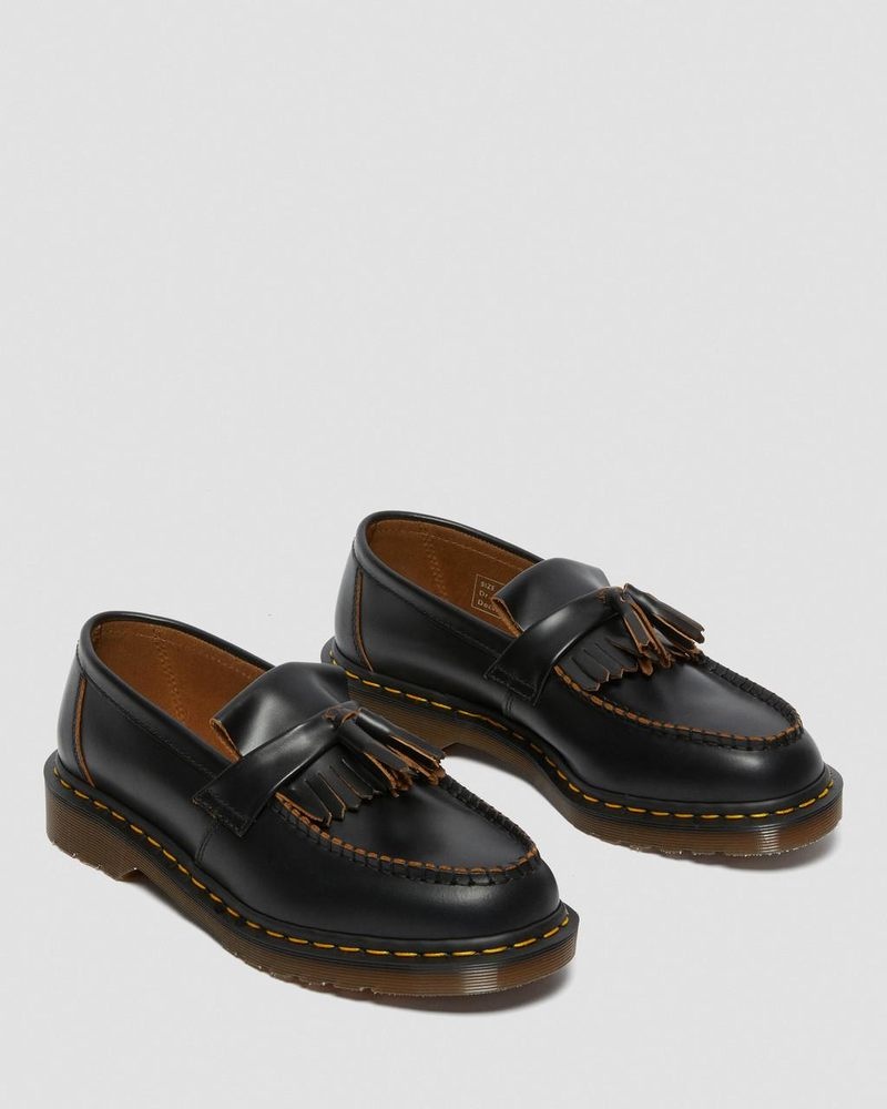 Dr Martin Martens Adrian Made in England Quilon Leather Tassel Loafers (Quilon) Shoes Black | KJ56-I3TC