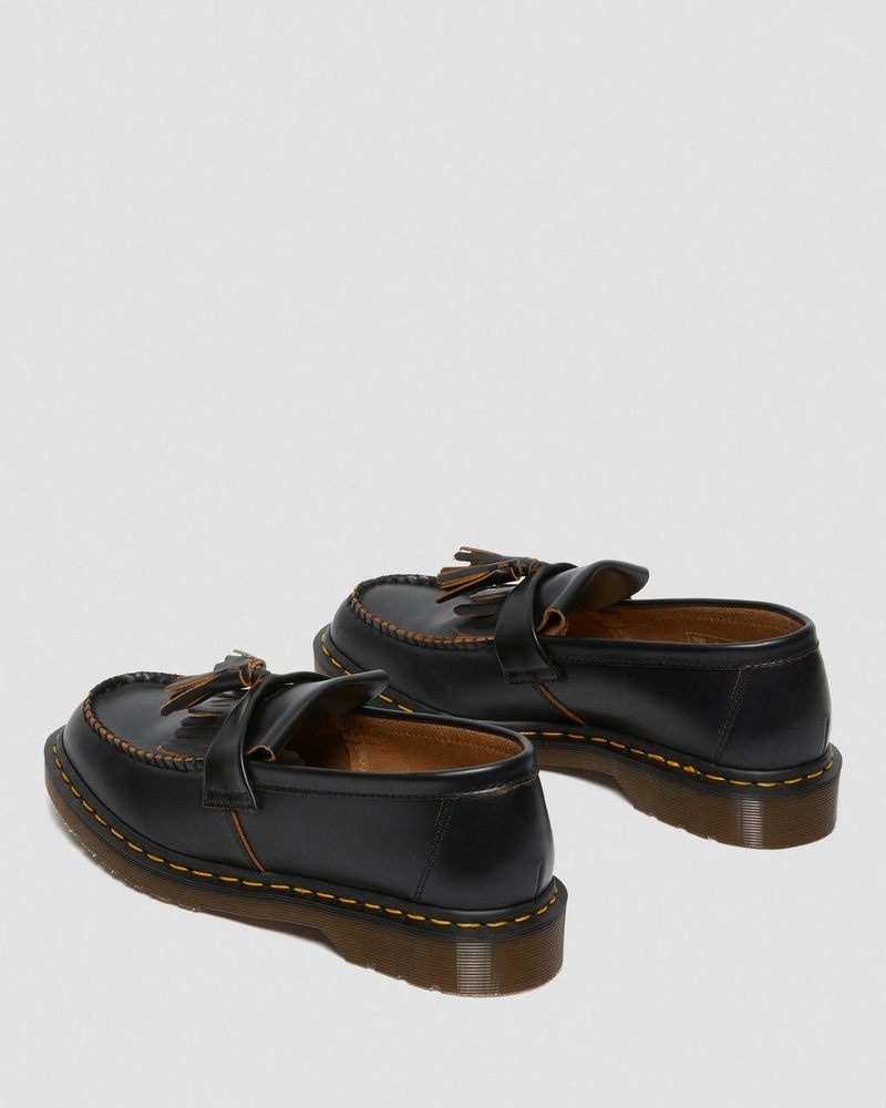 Dr Martin Martens Adrian Made in England Quilon Leather Tassel Loafers (Quilon) Shoes Black | KJ56-I3TC