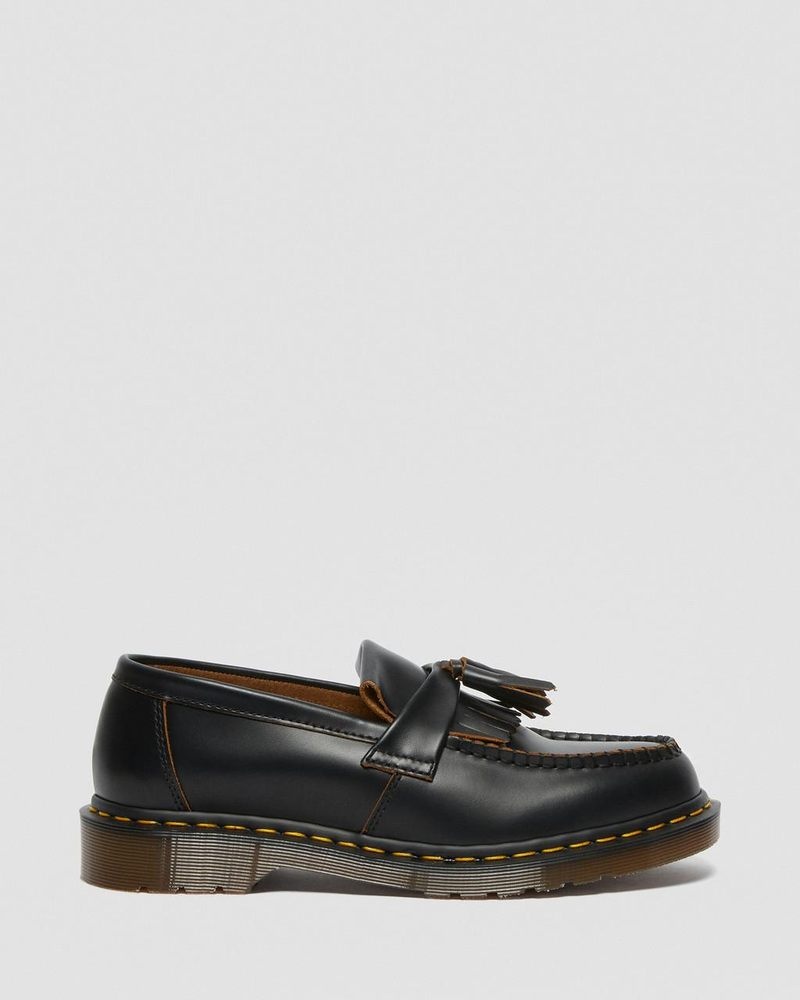 Dr Martin Martens Adrian Made in England Quilon Leather Tassel Loafers (Quilon) Shoes Black | KJ56-I3TC