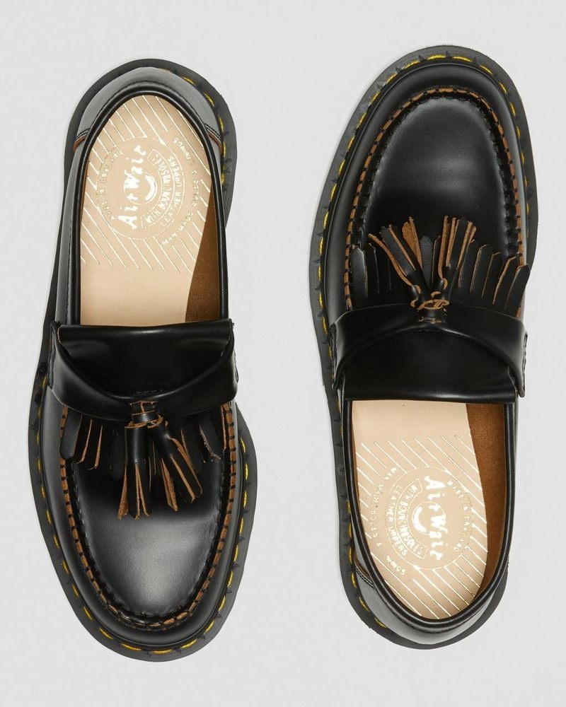 Dr Martin Martens Adrian Made in England Quilon Leather Tassel Loafers (Quilon) Shoes Black | KJ56-I3TC