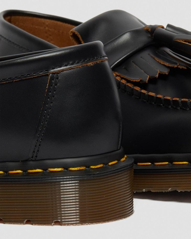 Dr Martin Martens Adrian Made in England Quilon Leather Tassel Loafers (Quilon) Shoes Black | MX56-T7NC