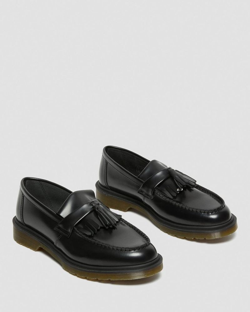 Dr Martin Martens Adrian Smooth Leather Tassel Loafers (Polished Smooth) Shoes Black | FE14-G6ZQ