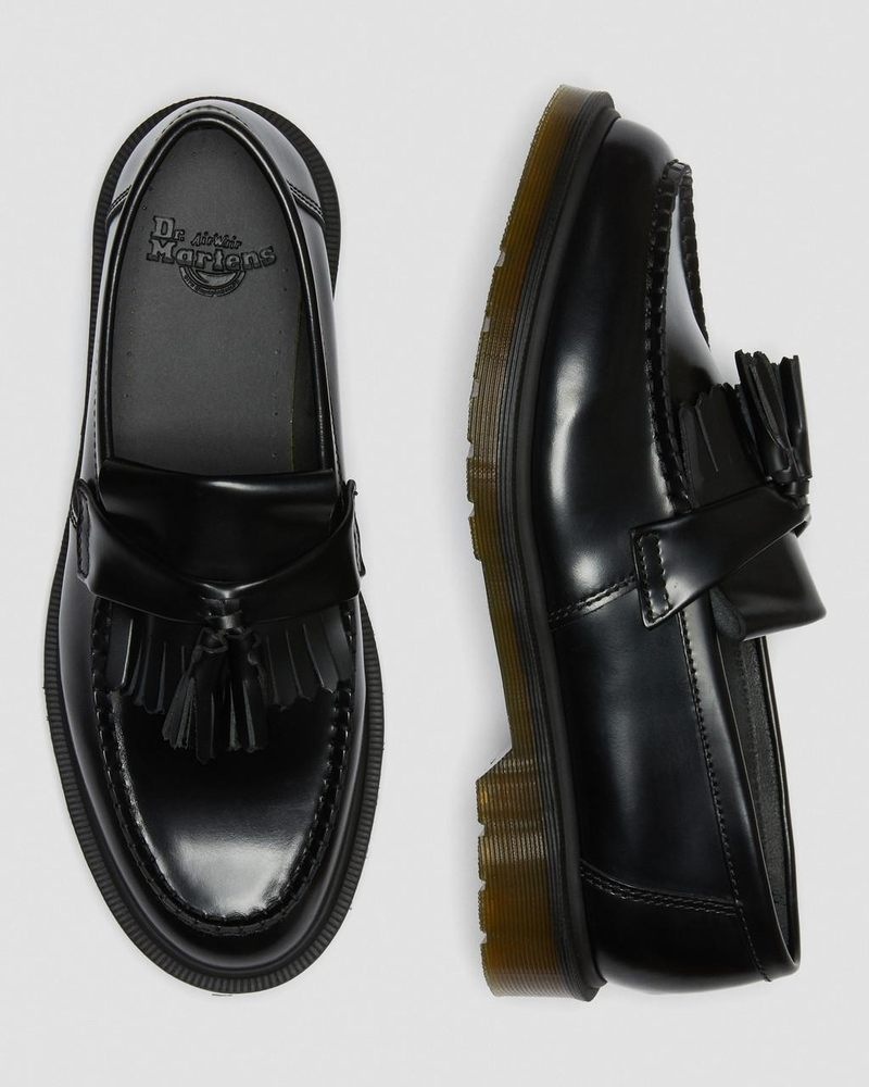 Dr Martin Martens Adrian Smooth Leather Tassel Loafers (Polished Smooth) Shoes Black | FE14-G6ZQ