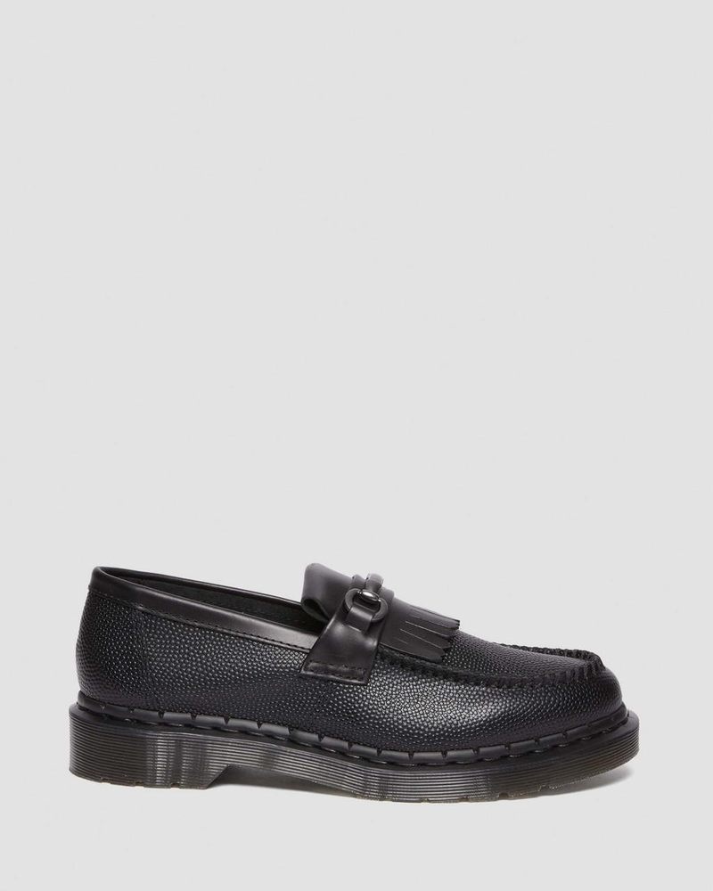 Dr Martin Martens Adrian Snaffle Pebble Grain Leather Kiltie Loafers Shoes Black | SV42-J0TA