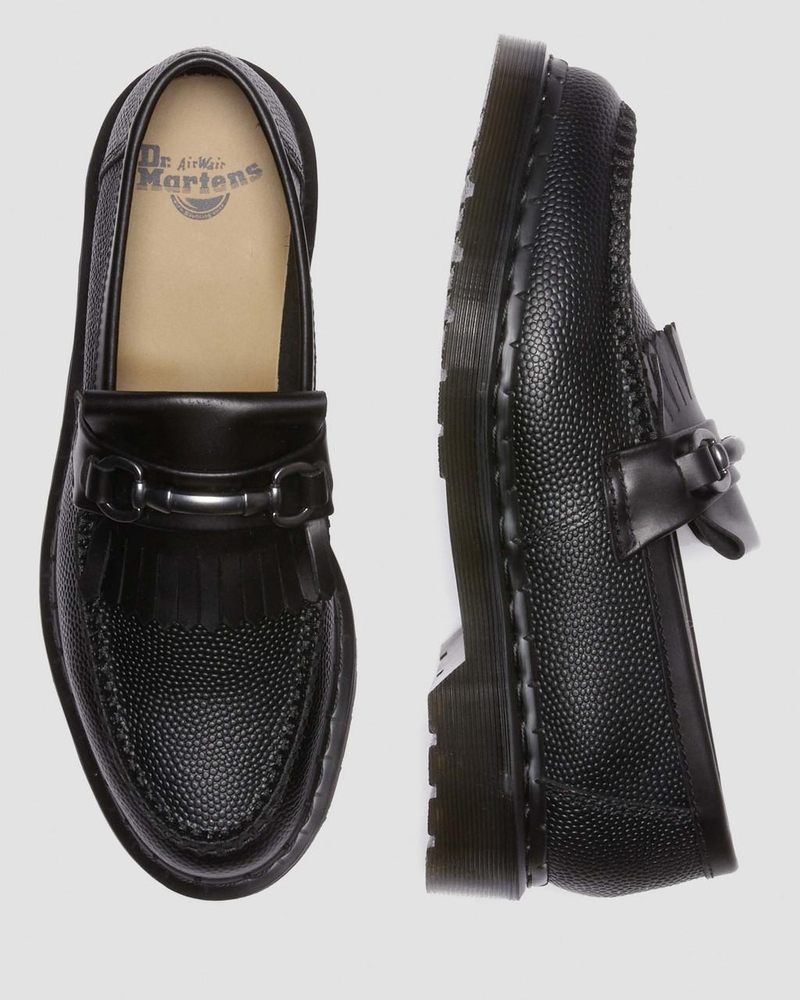 Dr Martin Martens Adrian Snaffle Pebble Grain Leather Kiltie Loafers Shoes Black | SV42-J0TA