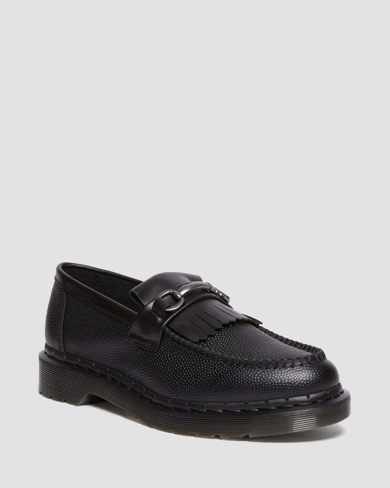 Dr Martin Martens Adrian Snaffle Pebble Grain Leather Kiltie Loafers Shoes Black | SV42-J0TA