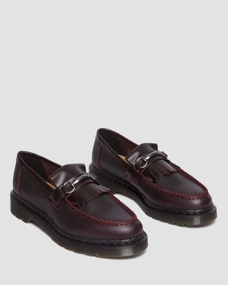 Dr Martin Martens Adrian Snaffle Pebble Grain Leather Kiltie Loafers Shoes Oxblood | NZ75-D2FI