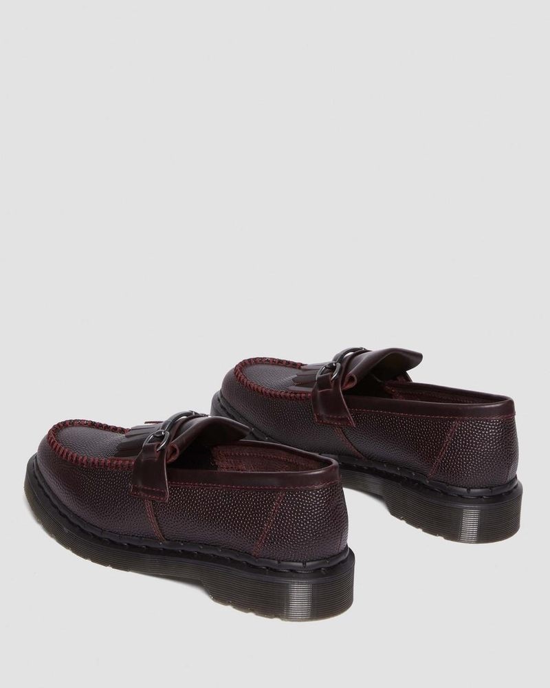 Dr Martin Martens Adrian Snaffle Pebble Grain Leather Kiltie Loafers Shoes Oxblood | NZ75-D2FI