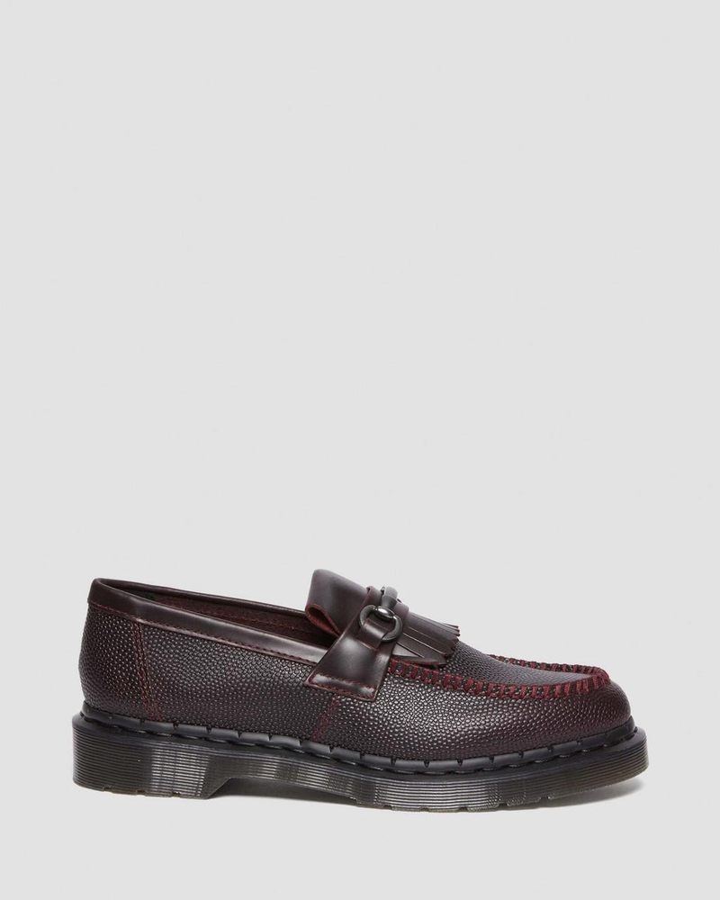 Dr Martin Martens Adrian Snaffle Pebble Grain Leather Kiltie Loafers Shoes Oxblood | NZ75-D2FI