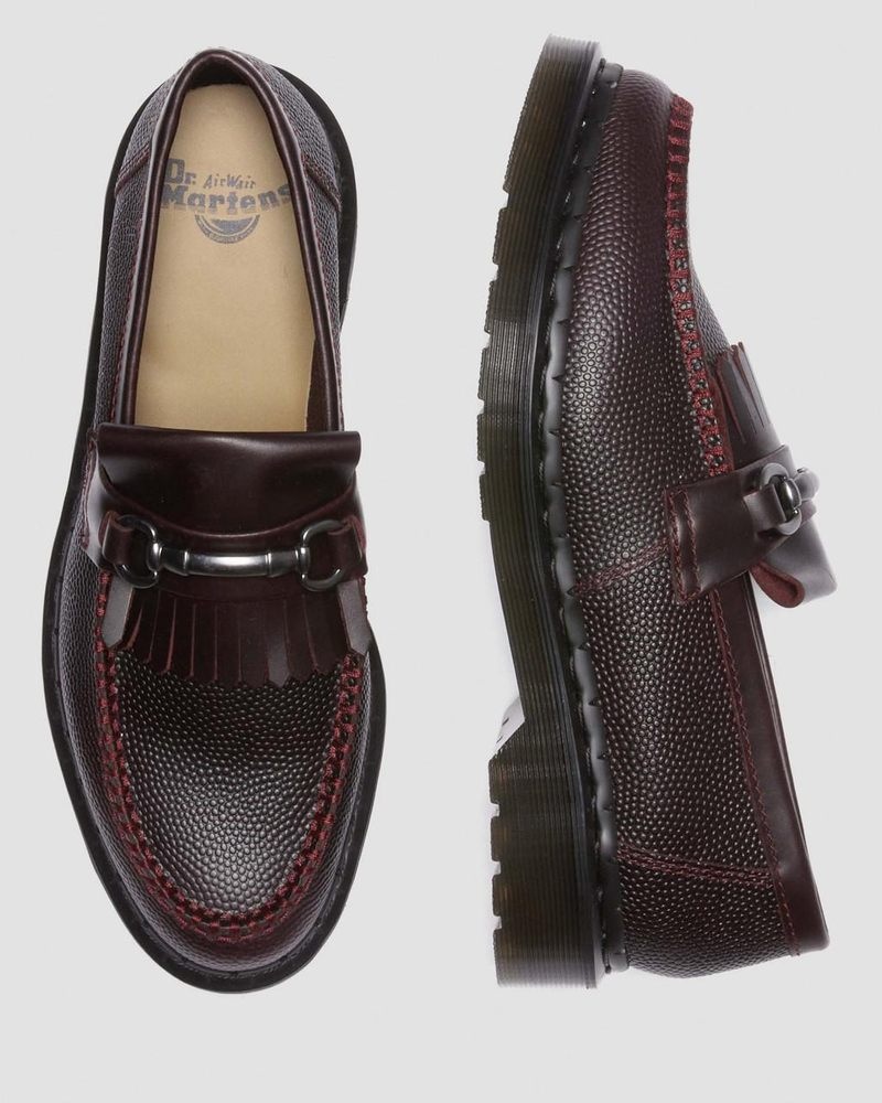 Dr Martin Martens Adrian Snaffle Pebble Grain Leather Kiltie Loafers Shoes Oxblood | NZ75-D2FI