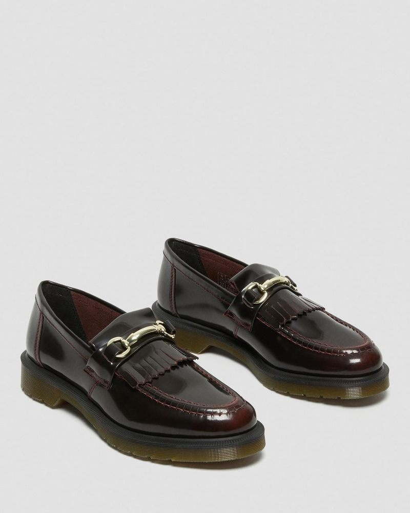 Dr Martin Martens Adrian Snaffle Smooth Leather Kiltie Loafers (Arcadia) Shoes Cherry Red | SJ31-A8JK