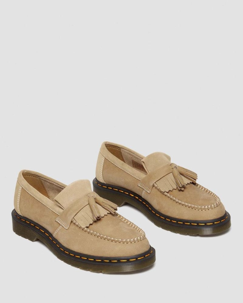 Dr Martin Martens Adrian Tumbled Nubuck Leather Tassel Loafers (Tumbled Nubuck) Shoes Savannah Tan | IA32-T6CO