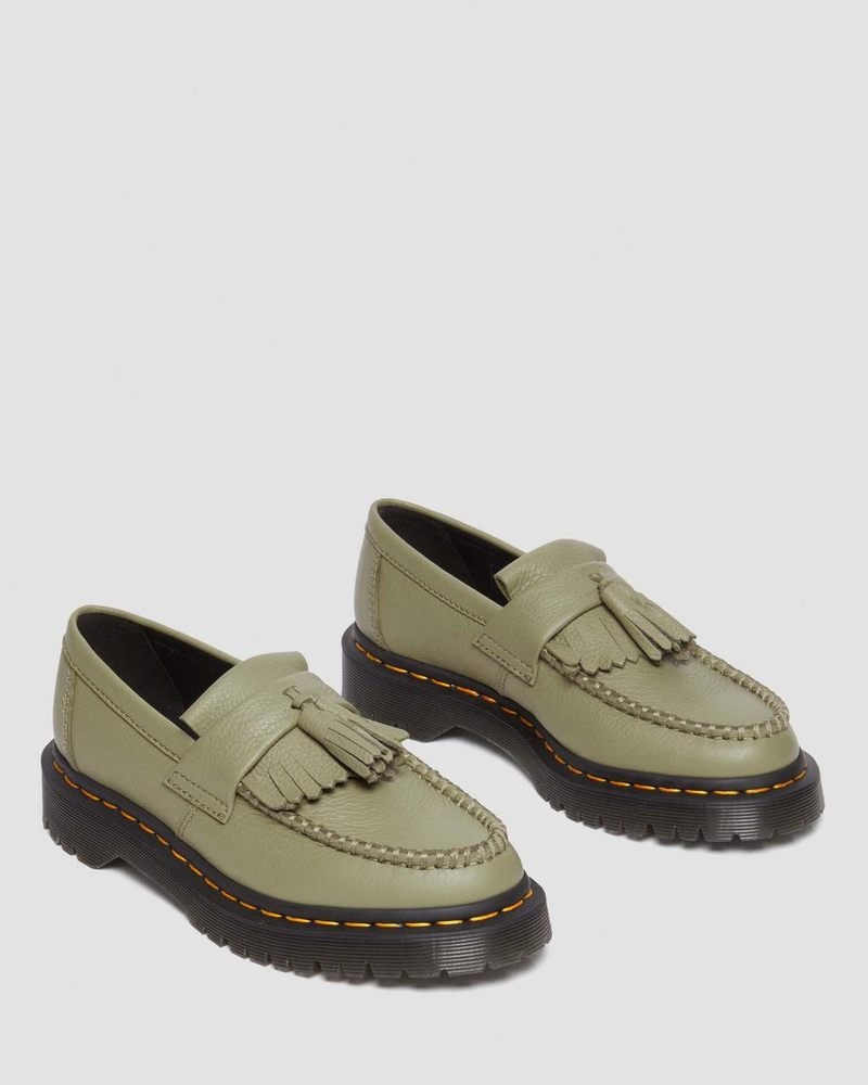 Dr Martin Martens Adrian - Virginia Leather Tassel Loafers (Virginia) Shoes Muted Olive | UA15-I8HS