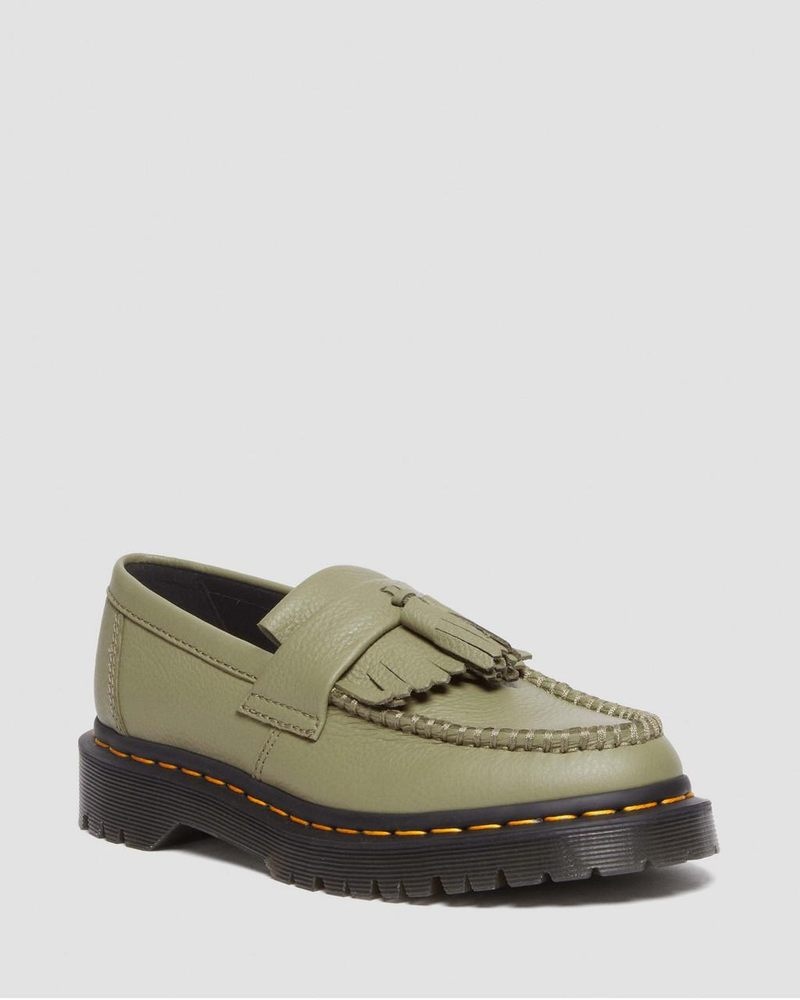 Dr Martin Martens Adrian - Virginia Leather Tassel Loafers (Virginia) Shoes Muted Olive | UA15-I8HS