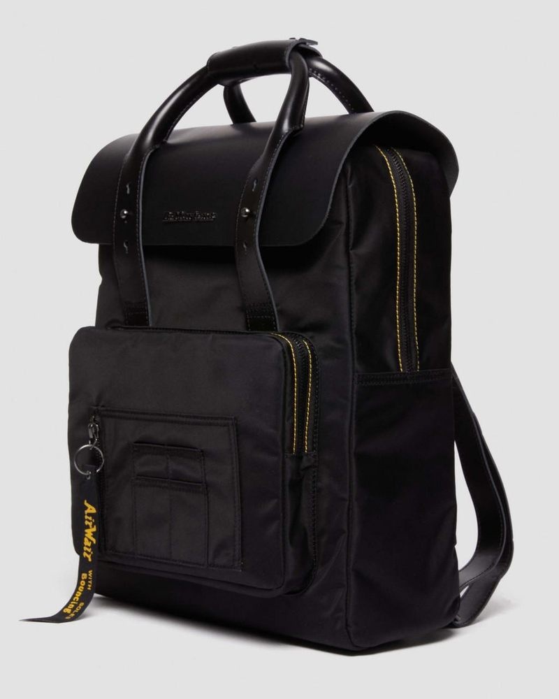 Dr Martin Martens Alpha Industries Leather & Nylon Backpack Bags & Backpacks Black | DK73-T9HA