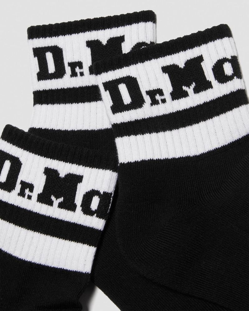 Dr Martin Martens Athletic Logo Cotton Blend Short 3-Pack Socks (Cotton Blend) Socks Black | VV80-W1AP