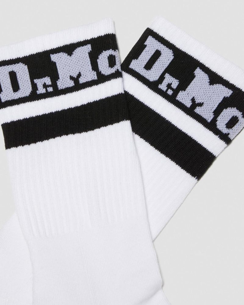 Dr Martin Martens Athletic Logo Organic Cotton Blend Socks (Cotton Blend) Socks White+Black | ZN65-D3ZG