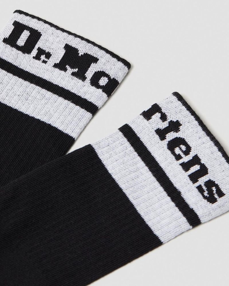 Dr Martin Martens Athletic Logo Organic Cotton Blend Socks (Cotton Blend) Socks Black+White | AK98-S4LK