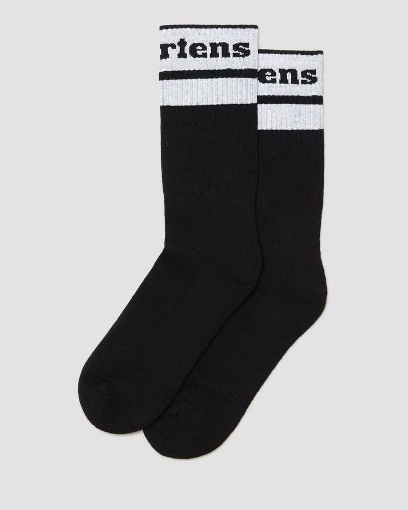 Dr Martin Martens Athletic Logo Organic Cotton Blend Socks (Cotton Blend) Socks Black+White | AK98-S4LK