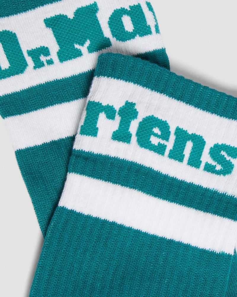 Dr Martin Martens Athletic Logo Organic Cotton Blend Socks (Cotton Blend) Socks Teal Green | NN56-O6PS