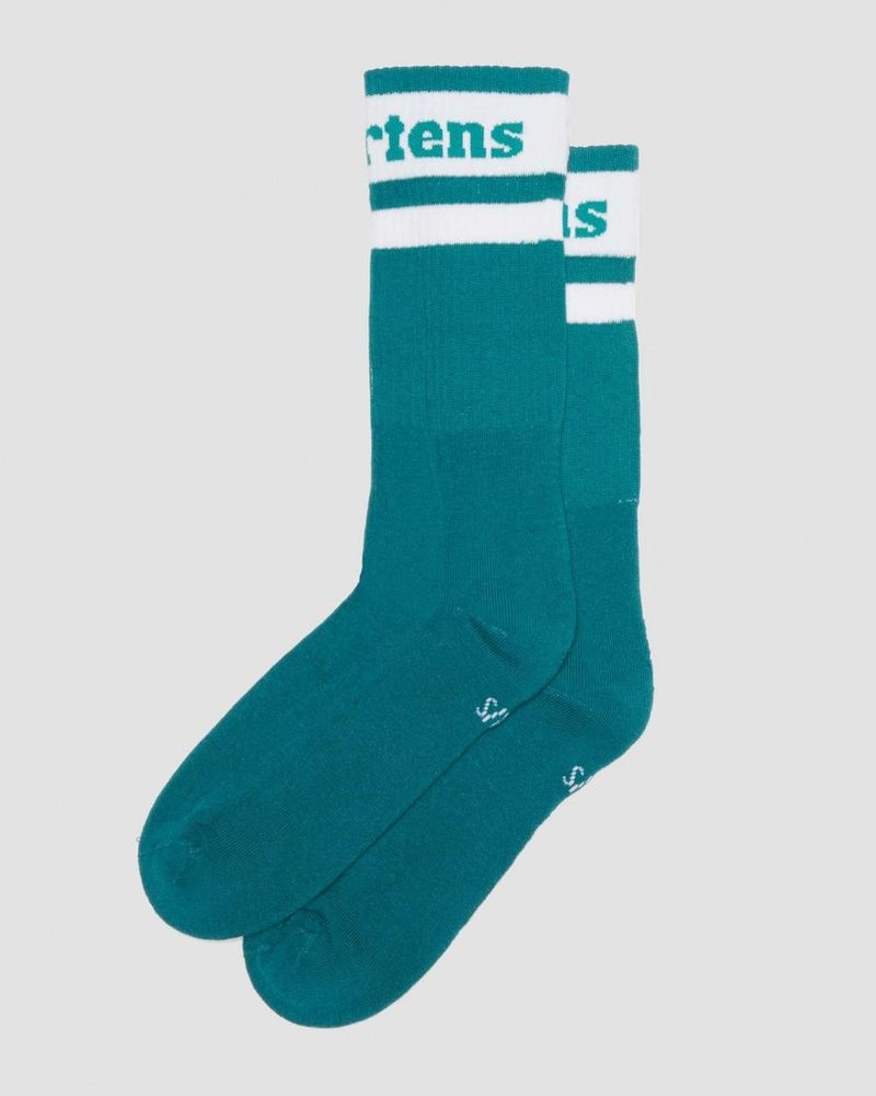 Dr Martin Martens Athletic Logo Organic Cotton Blend Socks (Cotton Blend) Socks Teal Green | NN56-O6PS