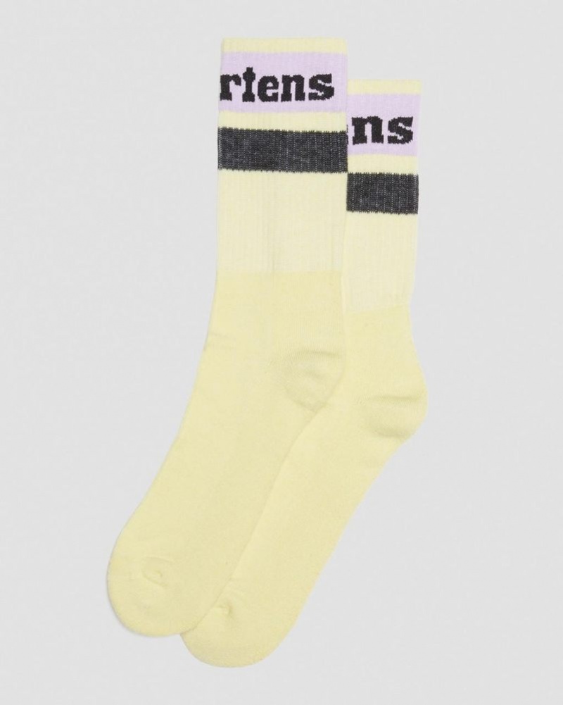 Dr Martin Martens Athletic Logo Organic Cotton Blend Socks (Cotton Blend) Socks Lemon Yellow | YJ04-P0PA