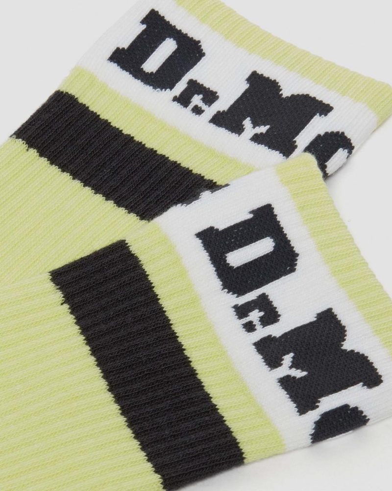 Dr Martin Martens Athletic Logo Organic Cotton Blend Socks (Cotton Blend) Socks Lime Green | XU78-J4QH