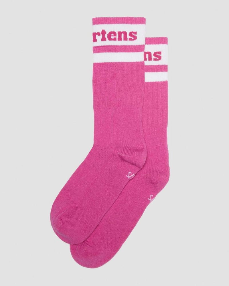 Dr Martin Martens Athletic Logo Organic Cotton Blend Socks (Cotton Blend) Socks Thrift Pink | HB48-J6ZF